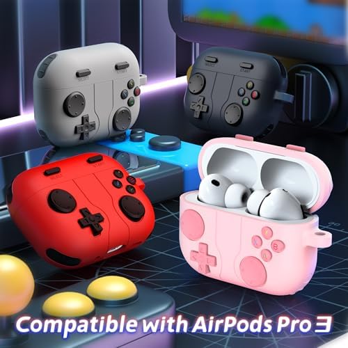 R-fun AirPods Pro 3. Nesil Kılıf Kapağı Temizleyici Kitle Uyumlu, Klasik Elde Taşınabilir Oyun Konsolu Tasarım Kılıf Yumuşak Cilt Silikon Koruyucu Apple AirPods Pro 3 Şarj Kılıfı için, Pembe - Görsel 2