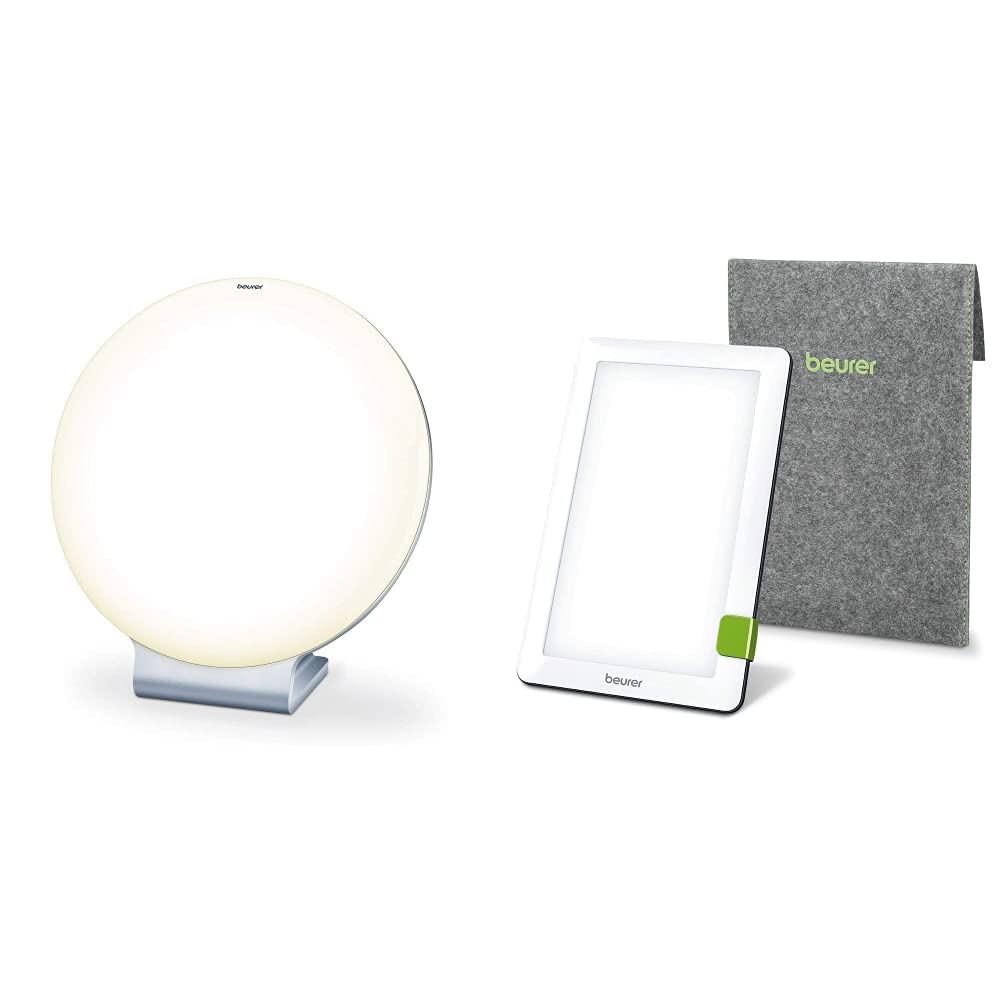 Beurer TL 50 Lampe de luminothérapie - 10 000 Lux - Simulation de la Lumière du Jour - Argent/Blanc & TL 30 Lampe de luminothérapie, 10 000 lux, simulation de la lumière du jour, 23,6 x 15,6 x 2,6 cm