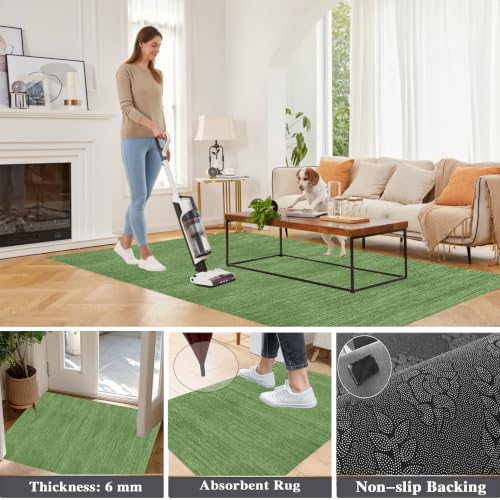 Alfombra de cocina verde lavable ideal para pasillos y salón 7