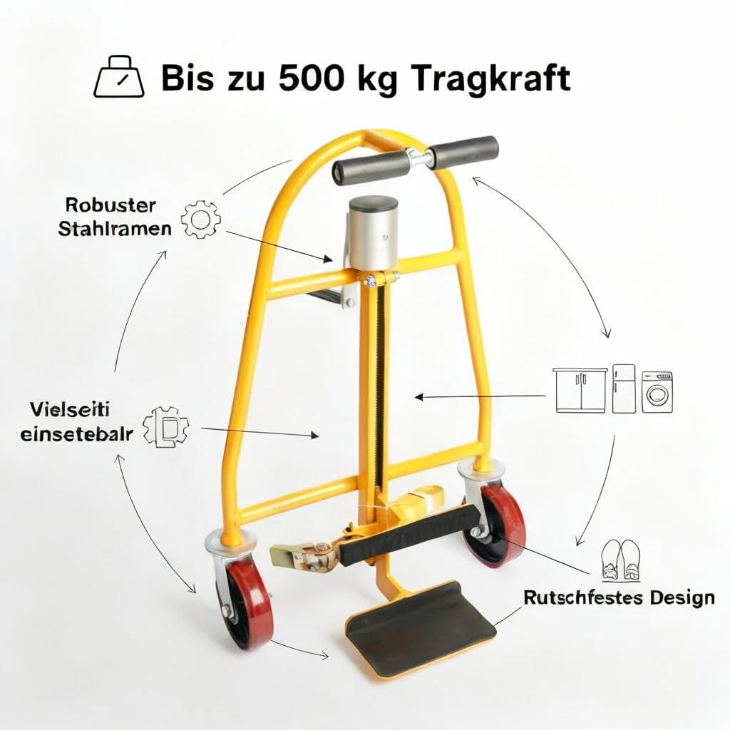 2er Möbelroller Schwerlast 500kg Tragfähigkeit mit 360° Rädern rutschfest Gelb Möbeltransportroller Umzugshilfe für Umzug Werkstatt Haushalt