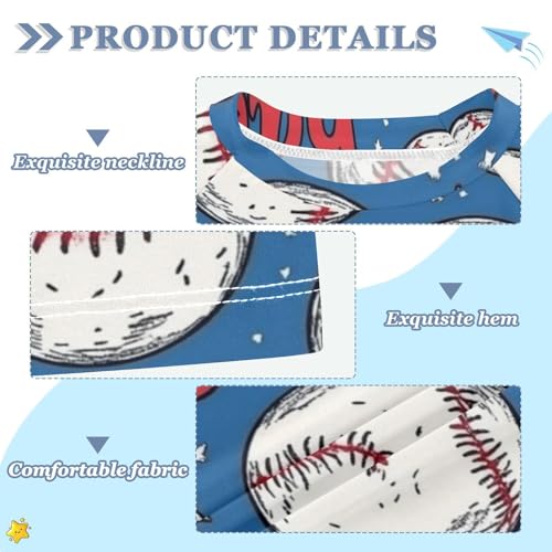 Kids Swimsuit Baseball Blue Star Sunscreen T-Shirts Swimwear Sets UPF 50+3