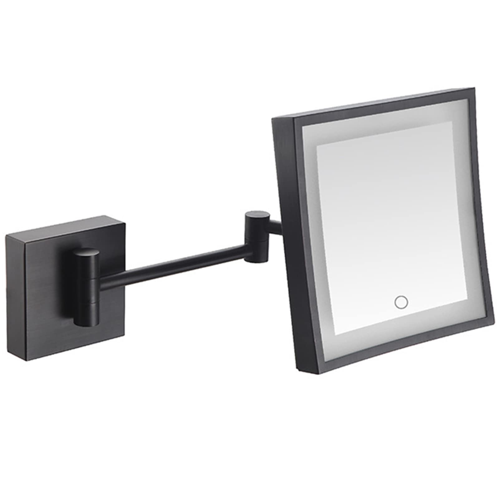 Miroir de maquillage tactile LED doré mural carré extensible avec grossissement x3