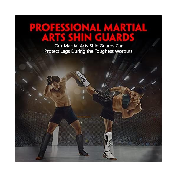 FIVING-MMA-Martial-Arts-Shin-Guards--Padded-Adjustable-Muay-Thai-Leg-Guards-with-Instep-Protection-for-KickboxingMMA-Training-and-Sparring--Durable-Professional-MMA-Equipment FIVING MMA Martial Arts Shin Guards – Padded, Adjustable Muay Thai Leg Guards with Instep Protection for Kickboxing/MMA Training and Sparring – Durable, Professional MMA Equipment (Black, Large)