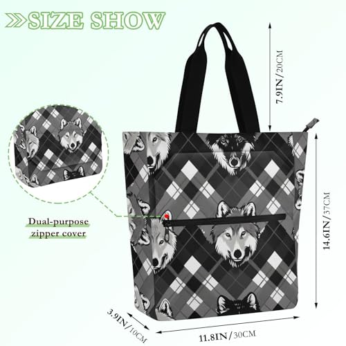 Bolsa de libros impermeable y reutilizable de lobos negros, resistente para colegio 4
