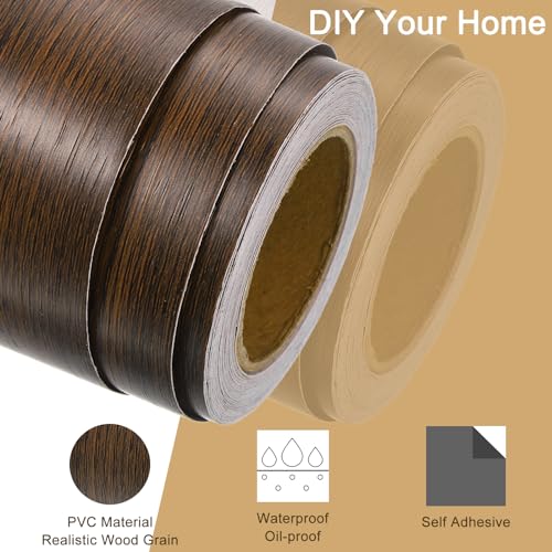 Image of uxcell Wood Grain Tape, 2 inch x33 Ft Self Adhesive Wood Grain Repair Patch for Baseboards, Doors, Floor Repair, Furniture Home Decor Walnut