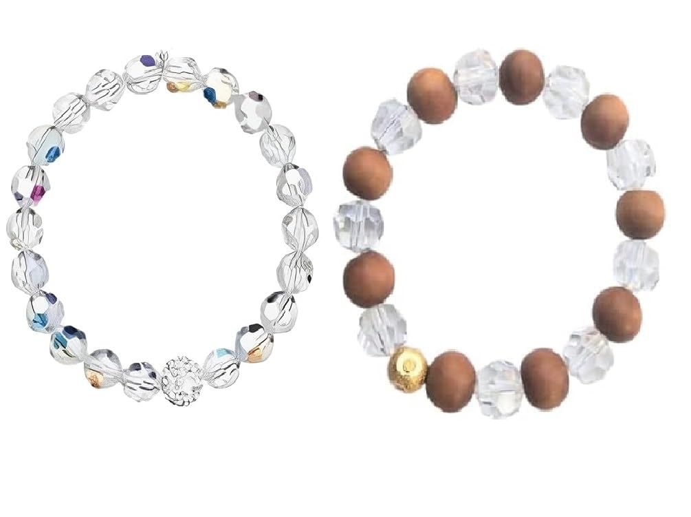 Trishakti Natural Original Wood Clear Crystal and Crystal Diamond Cut Quartz Reiki Chakras Bracelet for Men & Women, Stretchable Band 6.5 to 7.5 in, Bead Size: 8mm (B0DH7RFVKQ) Amazon Price History, Amazon Price Tracker