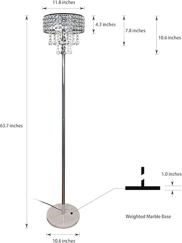 Miniatura 2 de beaysyty Moderna lámpara de pie K9 de cristal transparente, interruptor de pie de encendidoapagado, 3 luces de cristal y cristal, lámpara de esquina