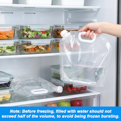 MAQUITA 20 Pcs Bolsa de Agua Plegable de Emergencia, Contenedor de Agua Plegable de 1.3 Gal, Almacenamiento Claro de Plástico para Camping, Senderismo, Viajes, Emergencia, Libre de BPA, Antiderrame, Congelable miniatura 5