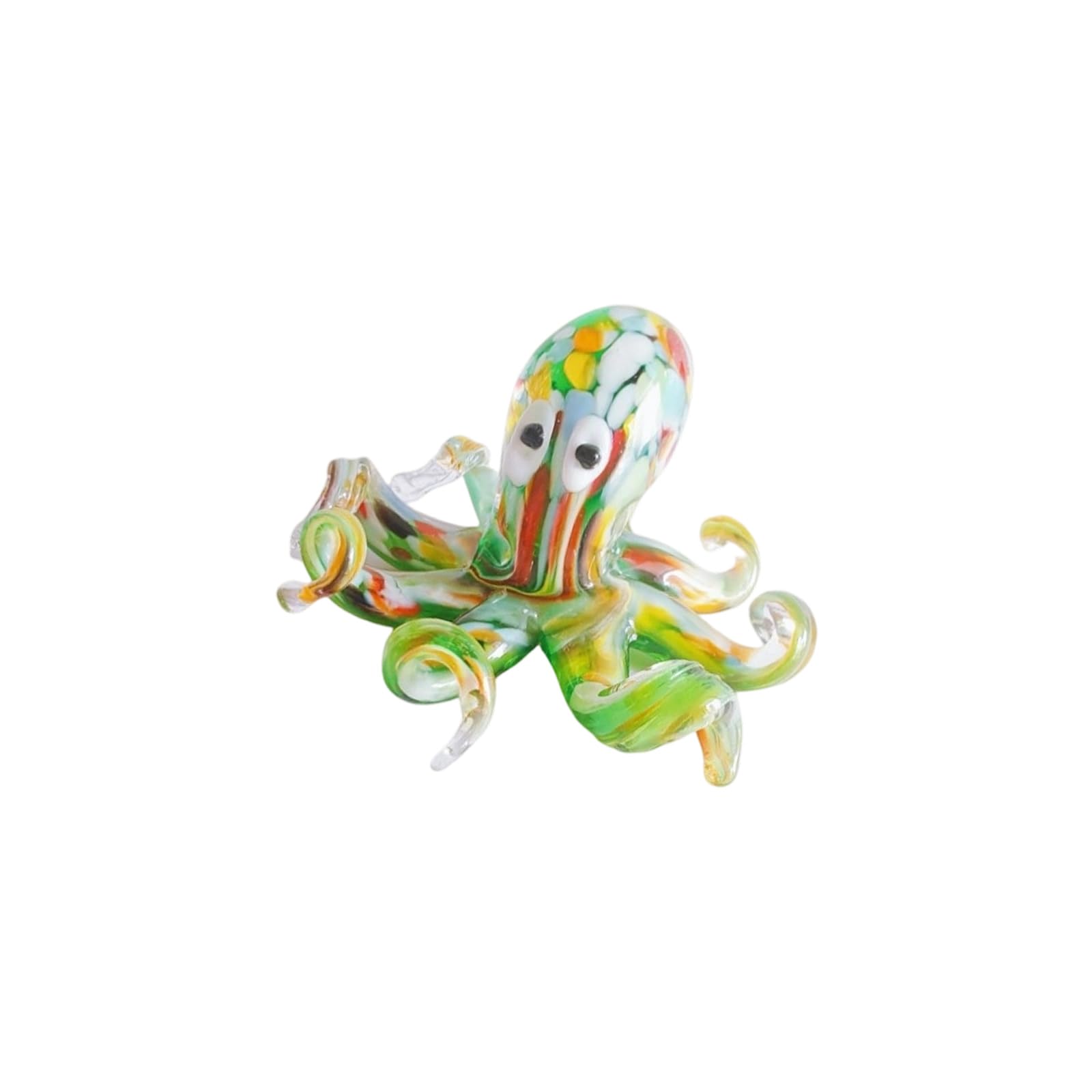 Drtyuio Green Color Dots Artistic Vibrant Octopuses Miniature Sculpture Desk Shelf Decoration Great Present For Christmas Housewarming Parties Funny Glass Multicolor Octopuses Miniature Figurine Desktop Decors