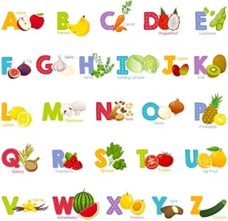 DECOWALL DS-8031 Fruit and Vegetable Alphabet (Small) Kids Wall Stickers Decals Peel and Stick Removable for Nursery Bedroom Living Room Art murals Decorations