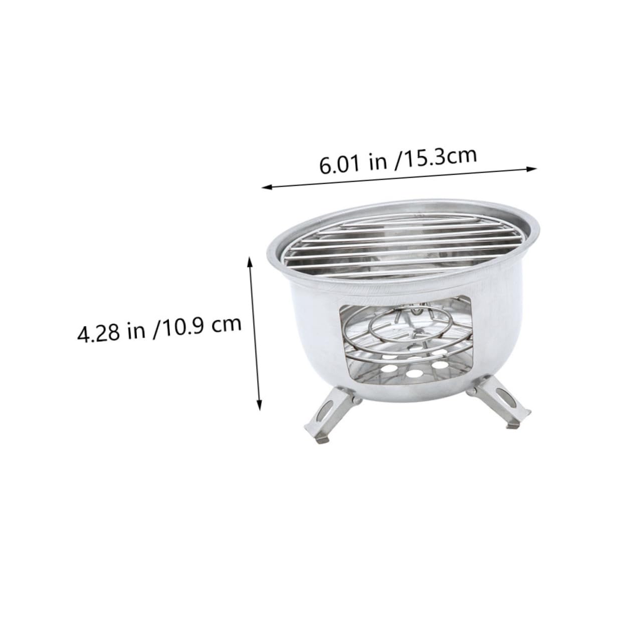BESPORTBLE Barbecue da Campeggio Portatile Rotondo in Acciaio Inox, Resistente alla Ruggine, per Picnic e Feste All’aperto