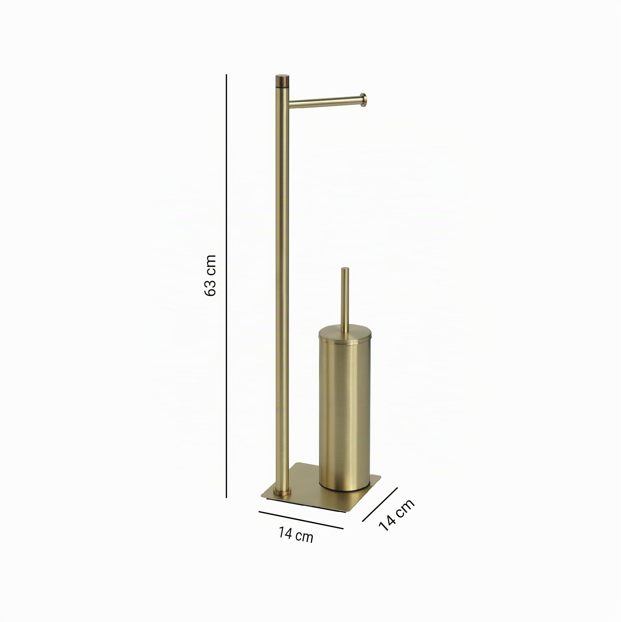 GEDY | Soporte para Rollo y escobilla WC Seúl, Juego de baño de Acero Inoxidable y Cromall, Dorado, 63 x 14 x 14 cm