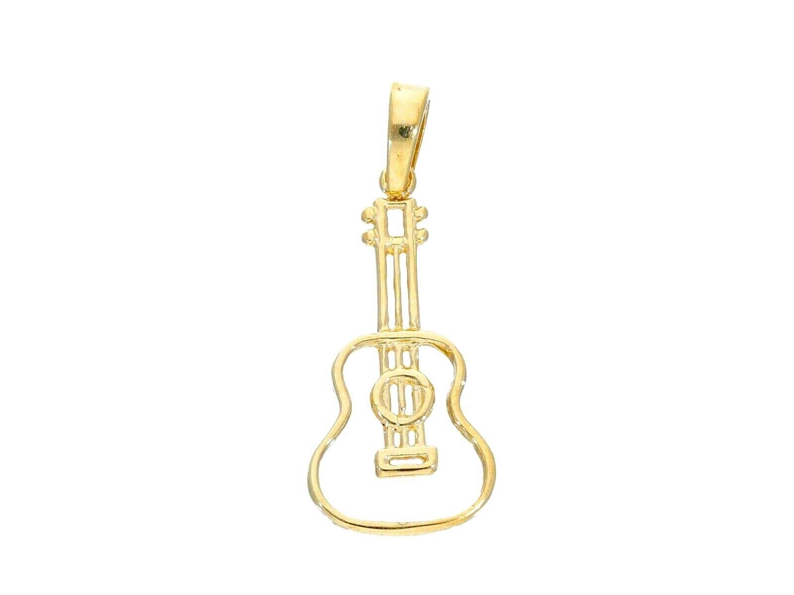 Ciondolo, pendente in oro giallo 18k, 750, chitarra classica, musica, lunghezza 20 mm (0.8 pollici) MADE IN ITALY