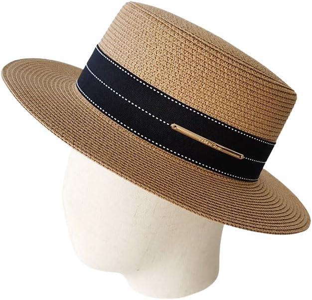 Sun Straw Flat top Bolero Stiff Brim Summer Wide Brim Hat for All Occasions