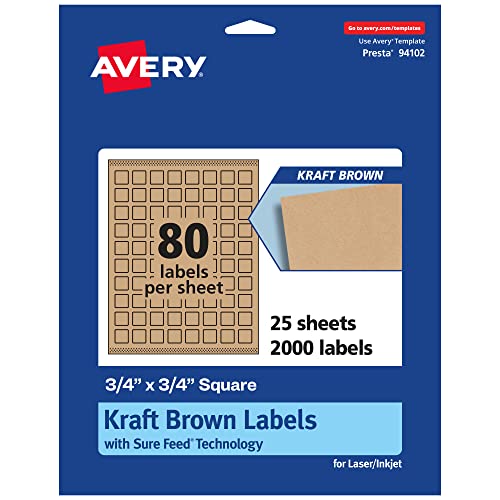 Avery Kraft Brown Square Labels with Sure Feed, 3/4