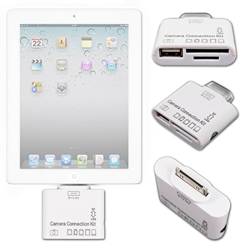 iOS 9 ONLY - Connection Adaptor Kit for Apple iPad 1st Gen / iPad 2 / iPad 3rd Gen - Multiple Adapter Kit Featuring 30-Pin Apple Connector, USB 2.0 Port & Dual SD / Memory Card Slots - by DURAGADGET