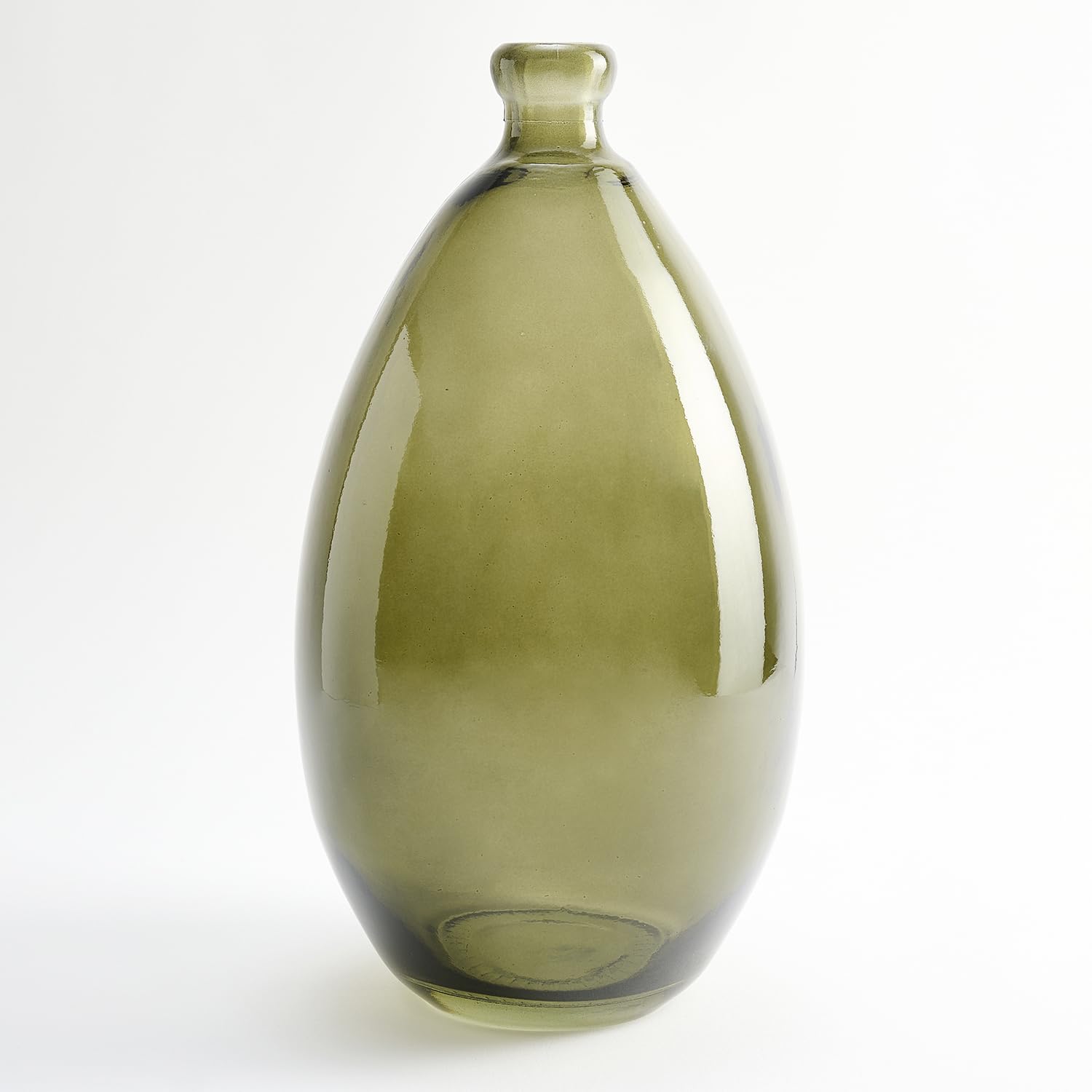 The Glass Company Olive Green Smooth Design Recycled Glass Vase - Mediterranean Style Artisan Glass Vase For Home Decoration (Olive Green)