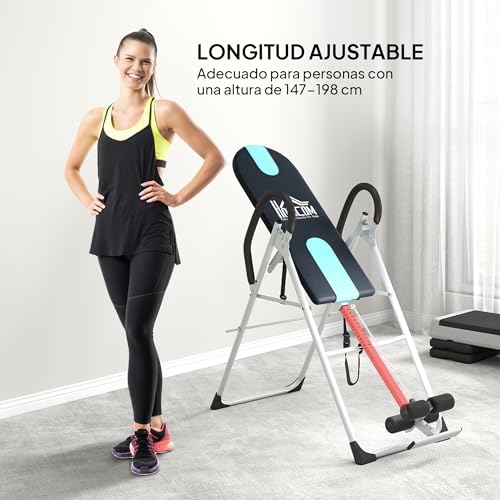 Miniatura 4 de Homcom Tabla De Inversión Gravitacional Plegable Con Altura Ajustable A 147-198cm Y Cinturón De Seguridad Carga 136kg Material De Acero