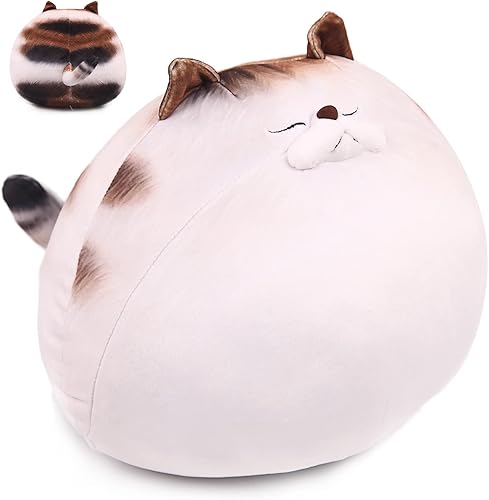 ARELUX Almohada de felpa de gato gordito de 217 pulgadas lindo gatito de peluche suave gatito adorable almohada de peluche blando de anime juguete