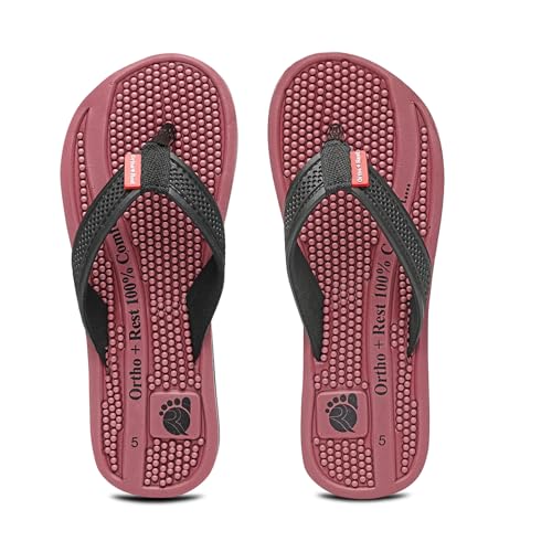 Image of Ortho + Rest Men's Flip Flops with Acupressure Footbed | Soft Doctor Slipper for Pain Relief | All Day Wear Slipper | Stimulate Blood Circulation, Relieve Foot Tension and Relaxation