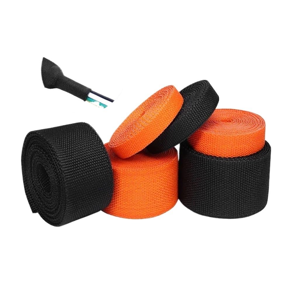 Gaine de protection tressée en PET - 1 à 50 m - Isolation ignifuge - Orange - 6 mm - 50 m