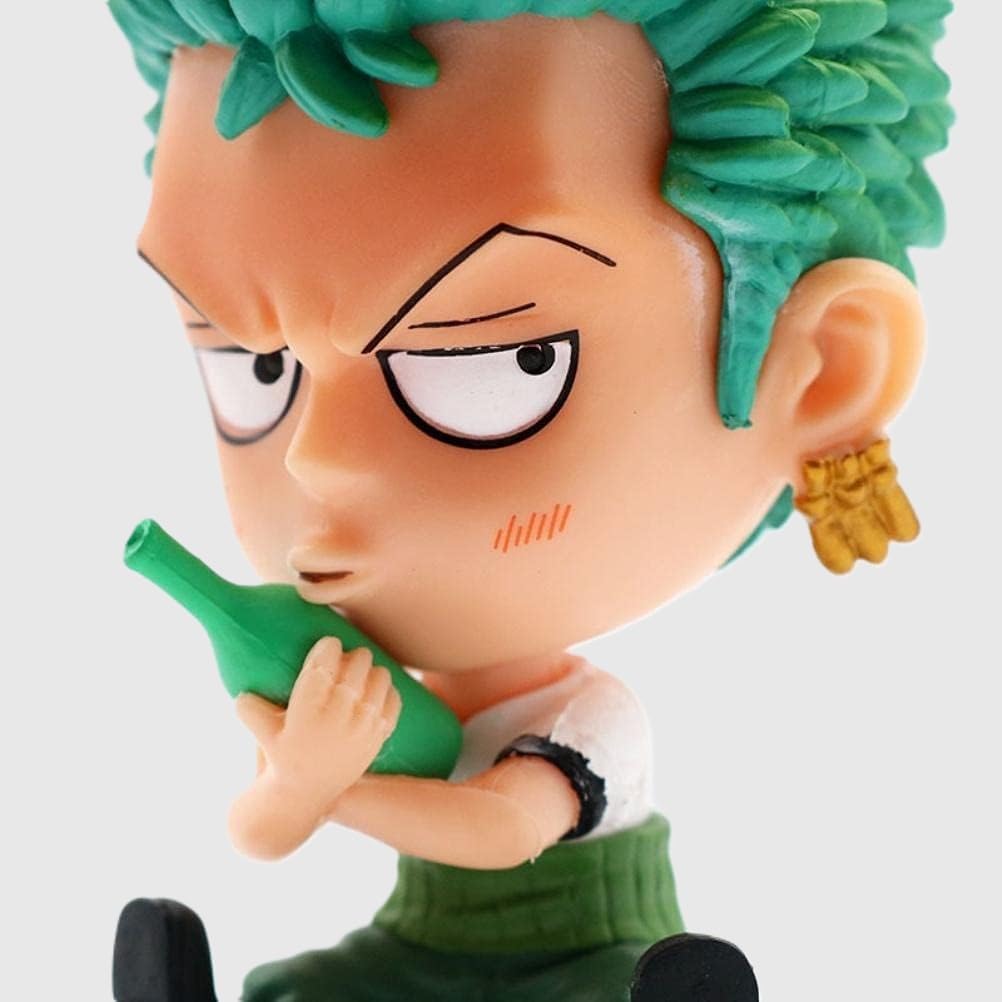 Awestuffs Zoro Polyvinyl Chloride Action Figure Limited Edition (Zoro With Bottle),Green-Black,5 X 4 cm 3
