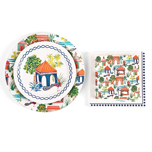 Fabuplates Premium Heavyweight Decorative Paper Plate And Napkin Set - Chinoiserie, Floral, Nature, Elegant Chinese Inspired Theme - Party Supplies For Special Occasions – 80 Piece Bulk Set Serves 16 #TOP7