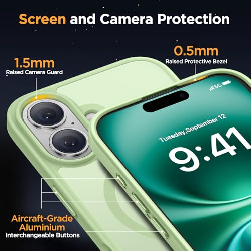 Image of Miracase Magnetic Series for iPhone 16 Case [Compatible with MagSafe] Military-Grade Protection, Anti-Fingerprint, Slim Phone Case for iPhone 16 6.1 inch - Matcha Green