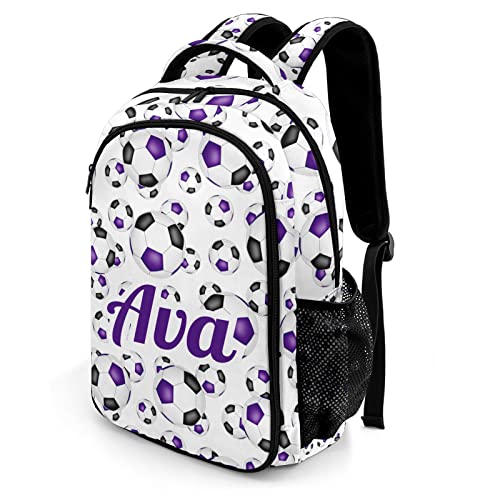 Custom Soccer Purple Backpack Custom Name Large Capacity Shoulder Bags for Sports Party2