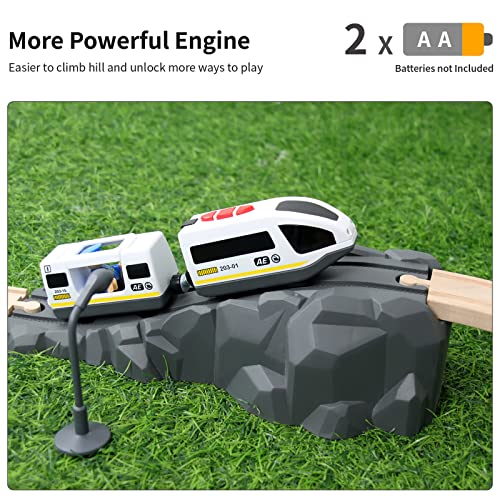 Wood City Battery Operated Train For Wooden Train Track, Electric Locomotive Train Set With Powerful Engine Compatible With Thomas, Brio, Chuggington, Bullet Train Toys For Toddlers 3 4 5 Year Olds #TOP3