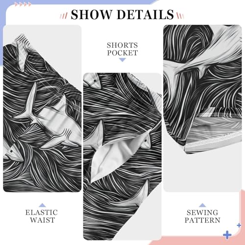 Boys' Pants Sketch Ocean Shark Stripe Long Bottoms Jogger Pants Elastic Waist Trousers with Pockets S-XL4