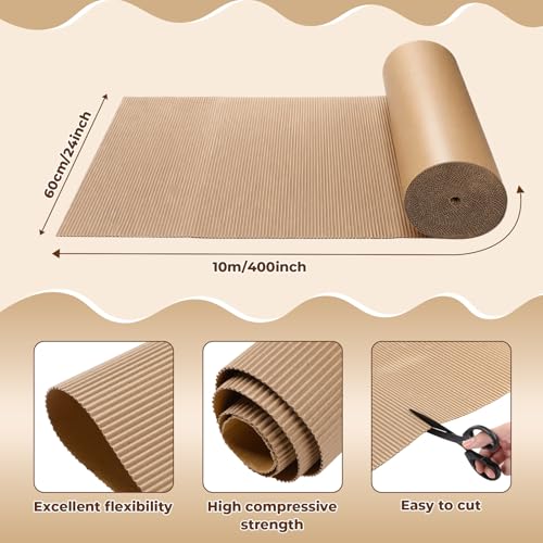 Image of MotiMind Corrugated Cardboard Roll, 24 x 400 Inch Single Face Cushioned