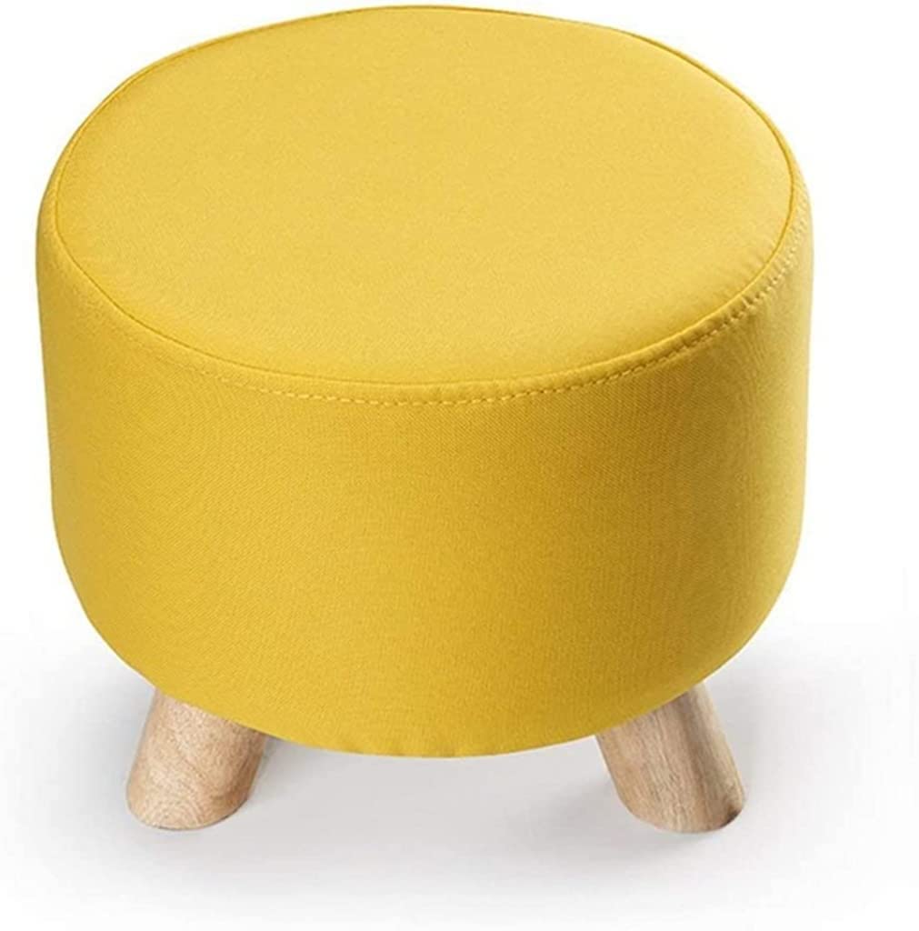 Repose-pieds rembourré et déhoussable en lin jaune pour tabouret de maquillage