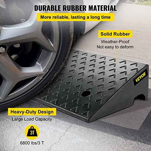 Vevor Rubber Curb Ramp, 6" Rise Height 2 Pack, Heavy-Duty 6800 Lbs/3 T Capacity Threshold Ramps, 19" L X 15" W Driveway Ramps With Stable Grid Structure For Cars, Wheelchairs, Bikes, Motorcycles #TOP2
