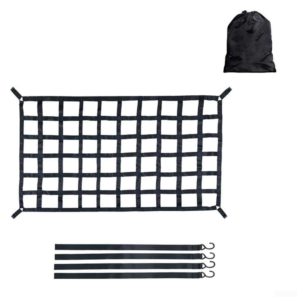 Robustes Gepäcknetz mit verstellbaren gummierten Haken für LKW-Bett, Anhänger, SUV, Polyester-Gurtbänder für verbesserte Stabilität (MX-166 x 127 cm)
