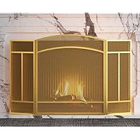 Fire Beauty Fireplace Screen 3 Panel Wrought Iron 48\"(L) x 29\"(H) Spark Guard Cover