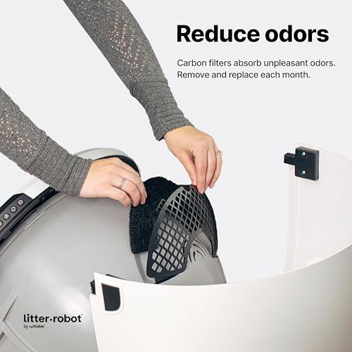 Litter-Robot 4 filtros de carbono da Whisker, pacote com 12, almofadas de filtro de carbono de ajust