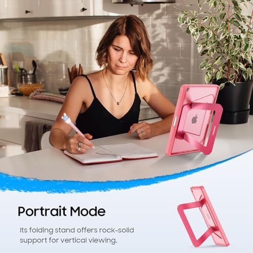 Étui iPad 9e génération avec support stylet et béquille ajustable rose - 4
