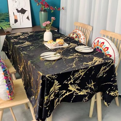 Nappe 140 x 180 rectangle marbré noir aspect lin polyester Beydodo - 3