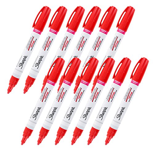 Sharpie Oil-Based Paint Marker, Medium Point, Red Ink, Pack of 12