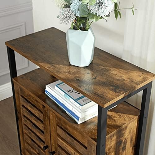VASAGLE Standing Cabinet, Storage Cabinet, Accent Side Cabinet with Shelf, Cupboard with Louvred Doors, Multifunctional in Living Room, Bedroom, Hallway, Industrial Design, Rustic Brown LSC76BX