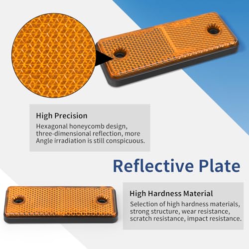 Image of 10 Pack Yellow Screw on Rectangular Reflectors for Mailbox, Motobikes, Trailers, Trucks, Boats, Suv's, RV's