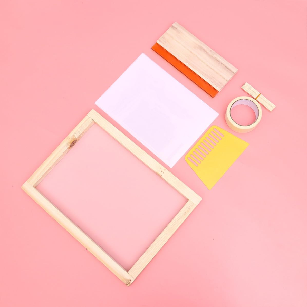 TOGEVAL Kit Stampa Serigrafia Telaio in Legno e Plastica Fai da Te