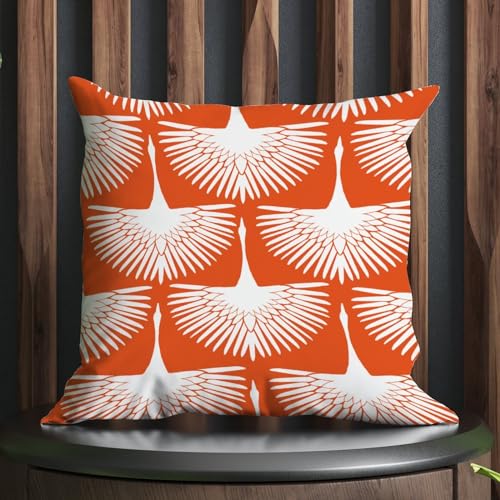 DecStic Orange Swan Cranes Outdoor Pillow Cover Orange And White Lily Geese Flock Throw Pillow Cover Accent Waterproof Pillowcase For Outside Couch Chair Patio 16x16 IN