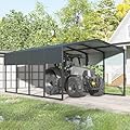 WELYAS 20×12 FT Heavy Duty Carport Canopy with Galvanized Steel Frame and Roof, All Metal Carport Garage, Car Shelter for Trucks, Boats, Tractors