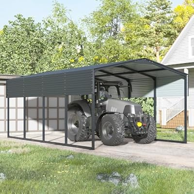 WELYAS 20×12 FT Heavy Duty Carport Canopy with Galvanized Steel Frame and Roof, All Metal Carport Garage, Car Shelter for Trucks, Boats, Tractors