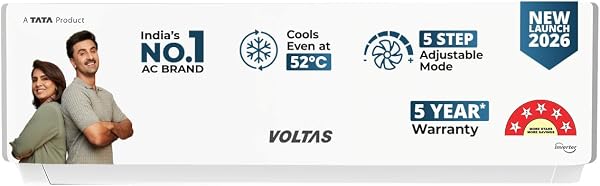 Voltas 2 Tons 5 Star Inverter Split AC|Sleep mode|Auto Clean|Memory Restart(245INV Vectra Plush)