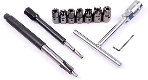 Miniatura 2 de SCITOO Juego de inyector diesel de cortador de asiento de 10 piezas con escariador plano mango en T Escariador en ángulo llave hexagonal