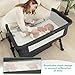 Foalom Baby Bassinet, 3 in 1 Baby Bassinet, Baby Basinet Bedside Sleeper, Easy to Fold Portable Crib Side Bassinet, Baby Cradle with Storage Basket, Adjustable Bedside Crib (Dark Grey)