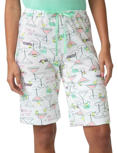 Image of HUE Women's Summer Vacation Pajama Separates, Soft, Whimsical Print Pjs with Tropical Beach Themes, Flip Flops, Cocktails